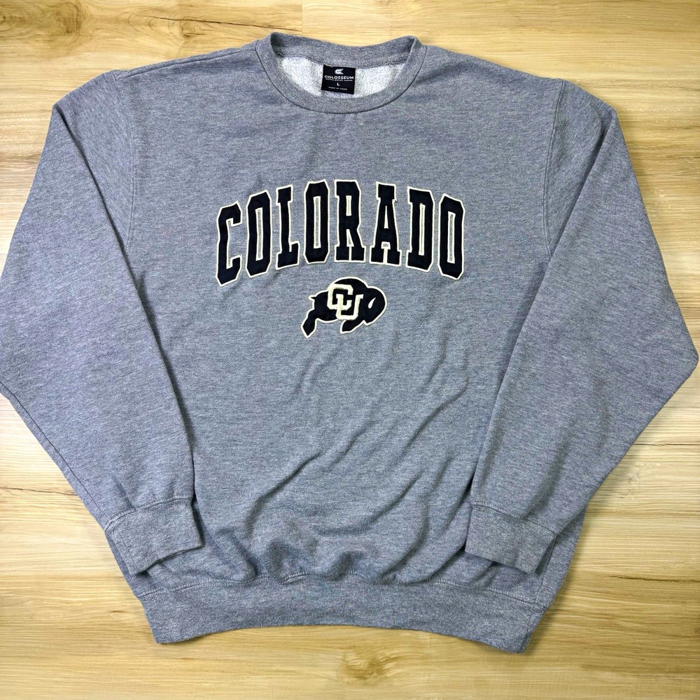 Colosseum Colorado Buffaloes Sweatshirt Mens Large Gray Crewneck Stitched NCAA